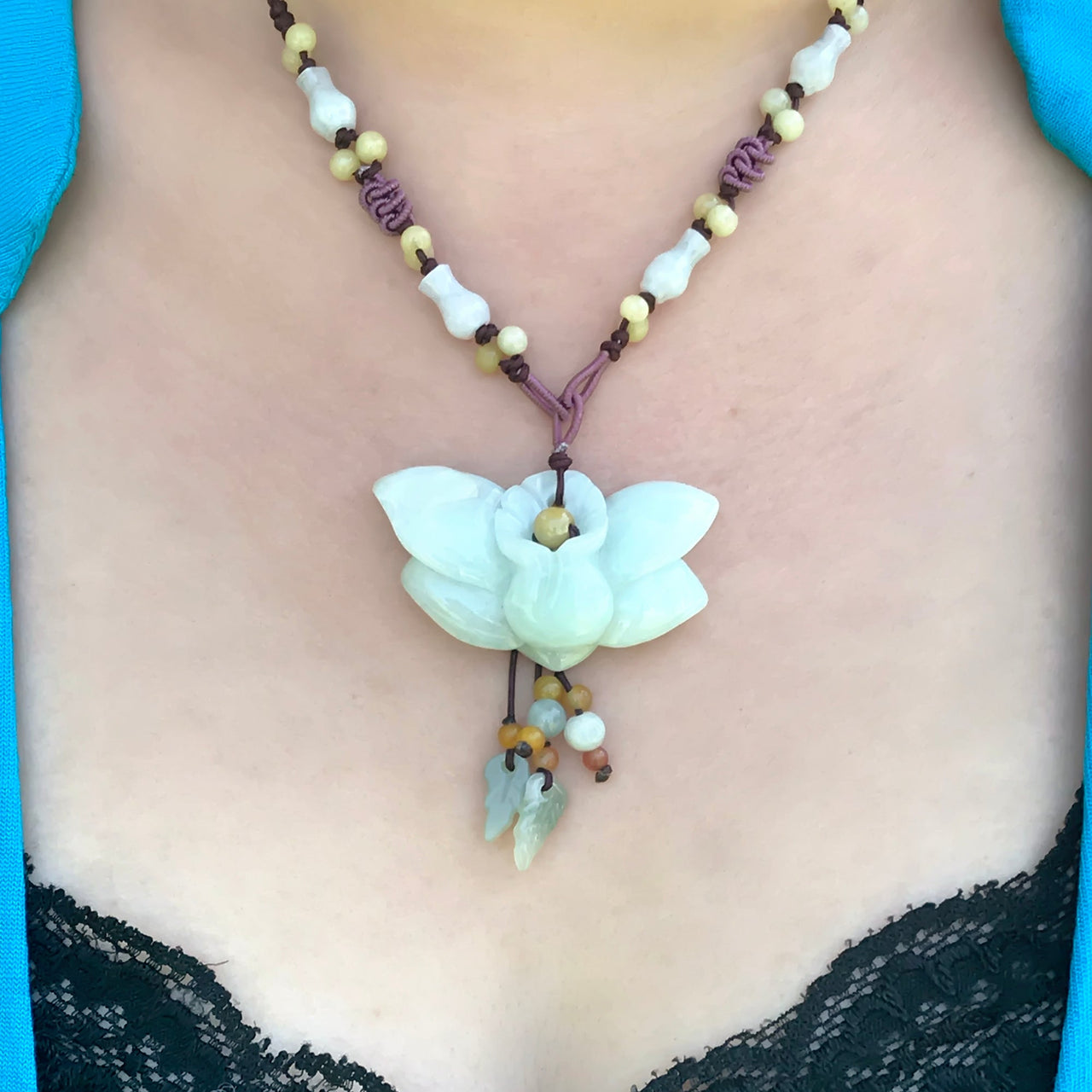 Handcrafted Necklace Flower Statement Necklace for Unforgettable Celebration with blue wild indigo