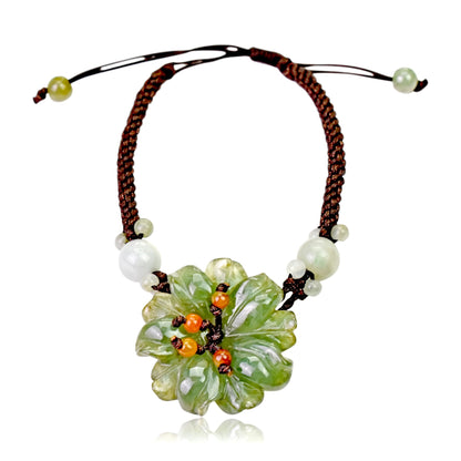 Handcrafted jade bracelet with white anemone a thoughtful holiday gift symbolizing protection and love