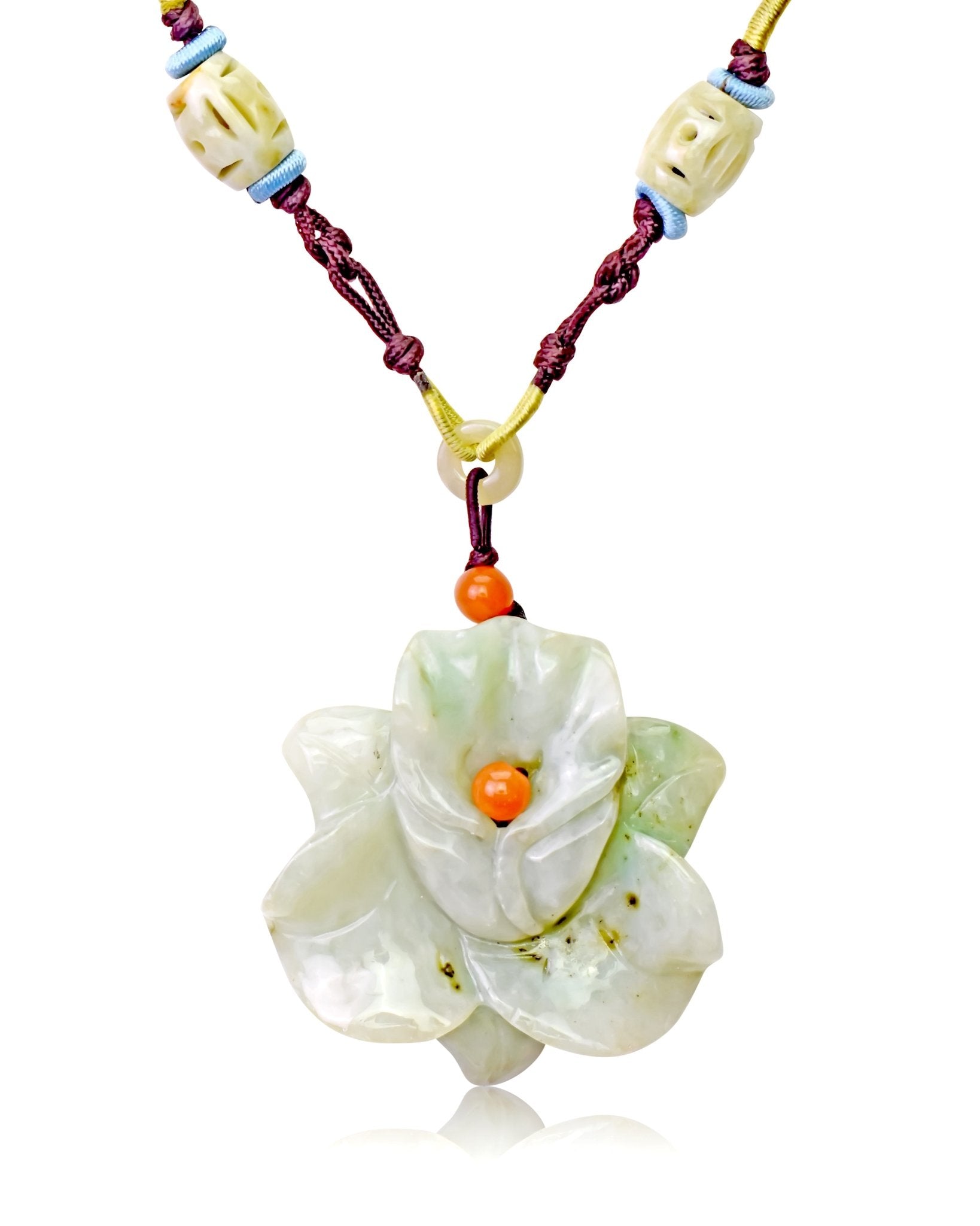 Handcrafted jade flower necklace for a timeless and heartfelt gift with orchid flower