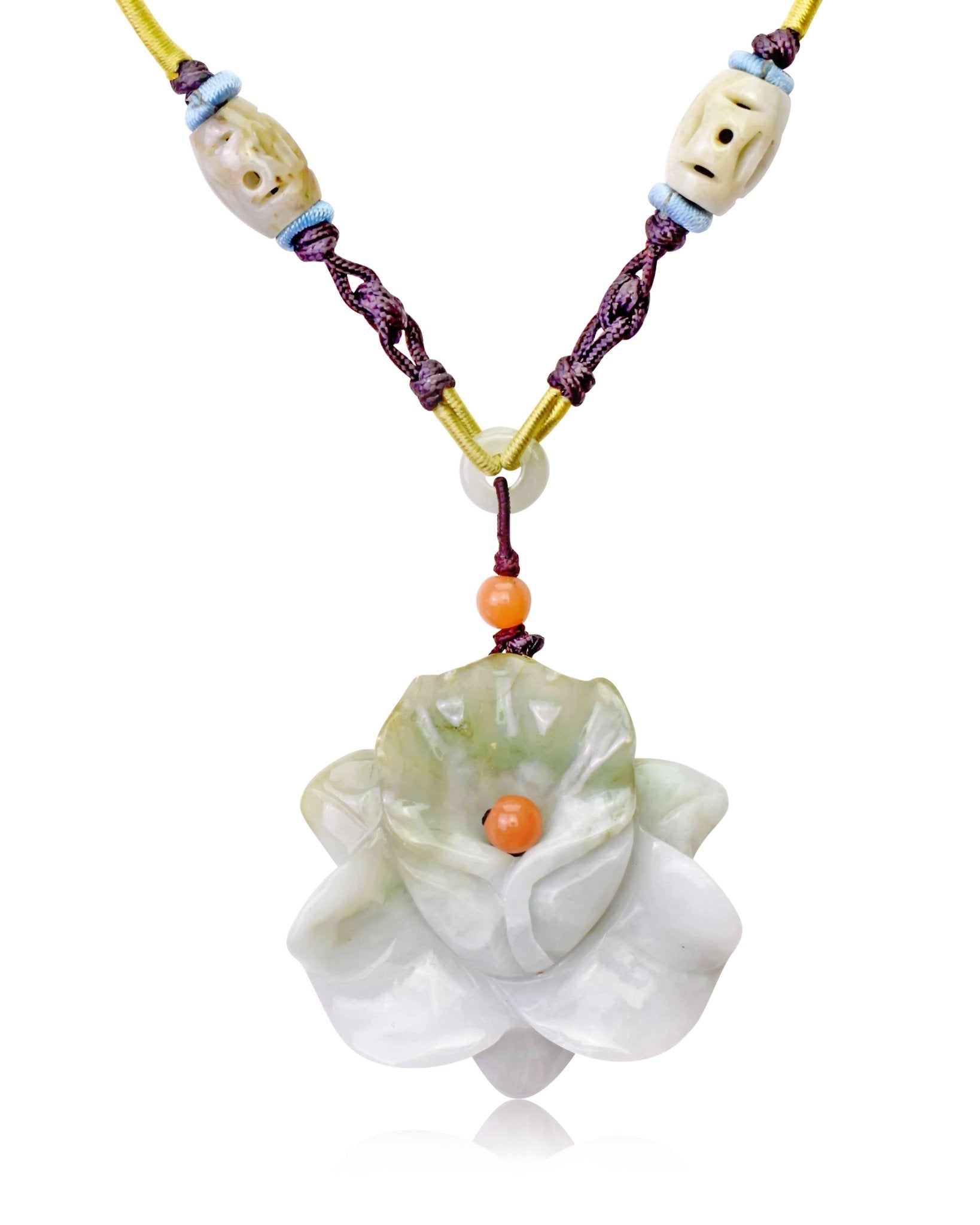 Handcrafted jade flower necklace orchid pendant for a timeless and heartfelt gift