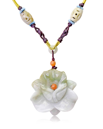 Handcrafted jade flower necklace orchid pendant for a timeless and heartfelt gift