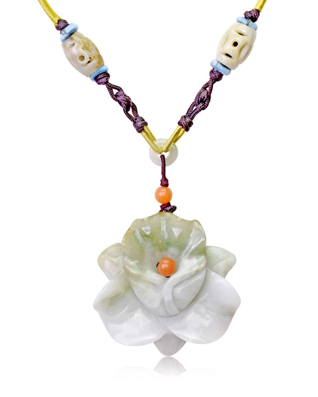 Handcrafted jade flower necklace orchid pendant for a timeless and heartfelt gift
