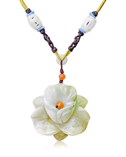 Handcrafted jade flower pendant for a unique and heartfelt gift with orchid flower