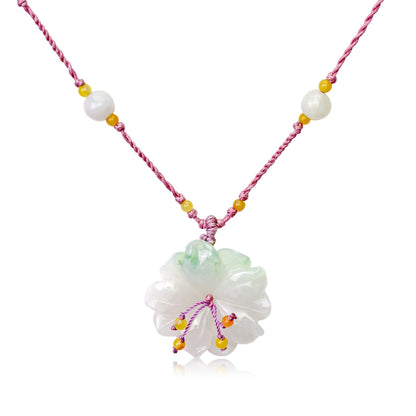 Handmade Anemone flower a Jade Necklace for Women a Birthday Gift of Serenity and Style 
