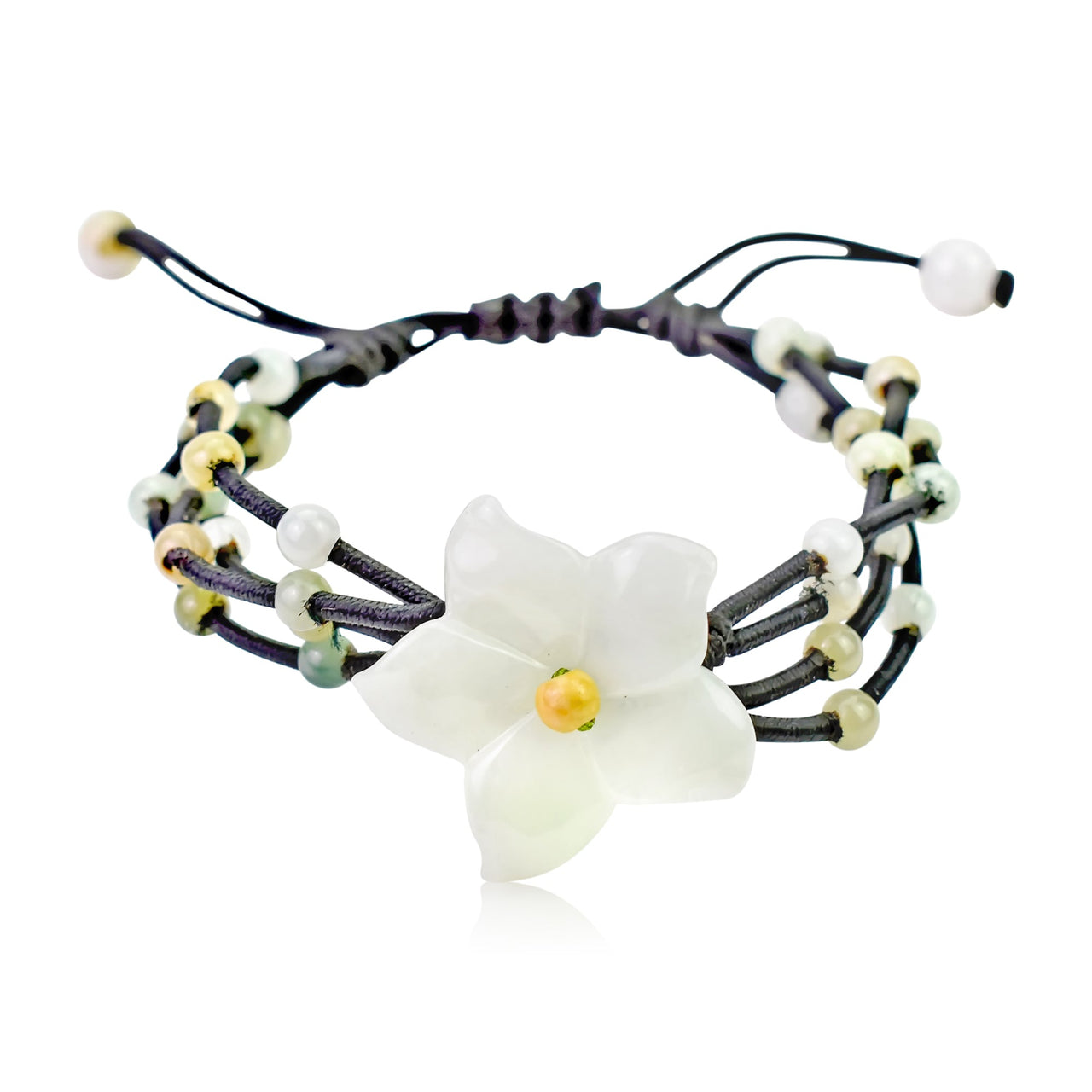 Handmade Beaded Jewelry Featuring White Columbine for Women Flower Bracelets with Beads 