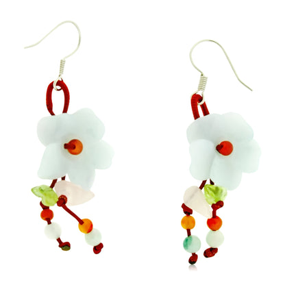 Handmade Gemstone Earrings for Her Apple Blossom a Flower Earrings a Heartfelt Valentine's Day Gift