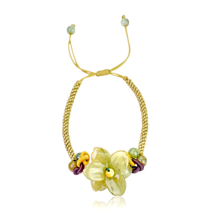 Handmade Jade Flower Shaped Bracelet Star Gazers Flower Jewelry for Women for Holidays and Valentine’s Day