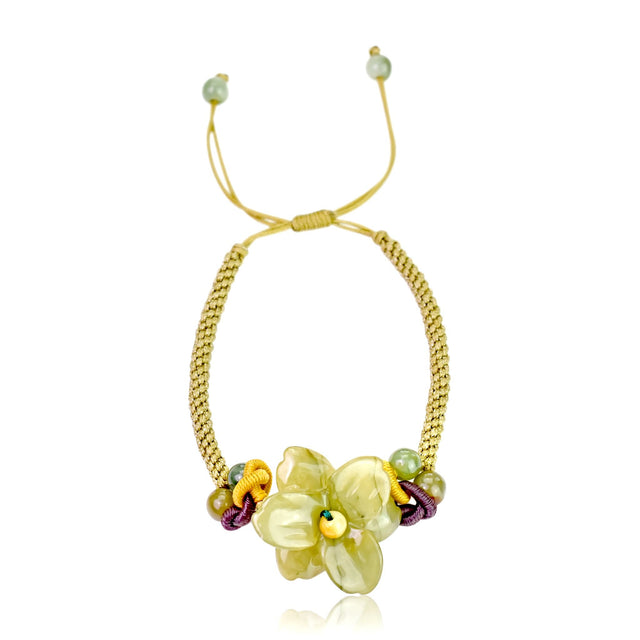 Handmade Jade Flower Shaped Bracelet Star Gazers Flower Jewelry for Women for Holidays and Valentine’s Day