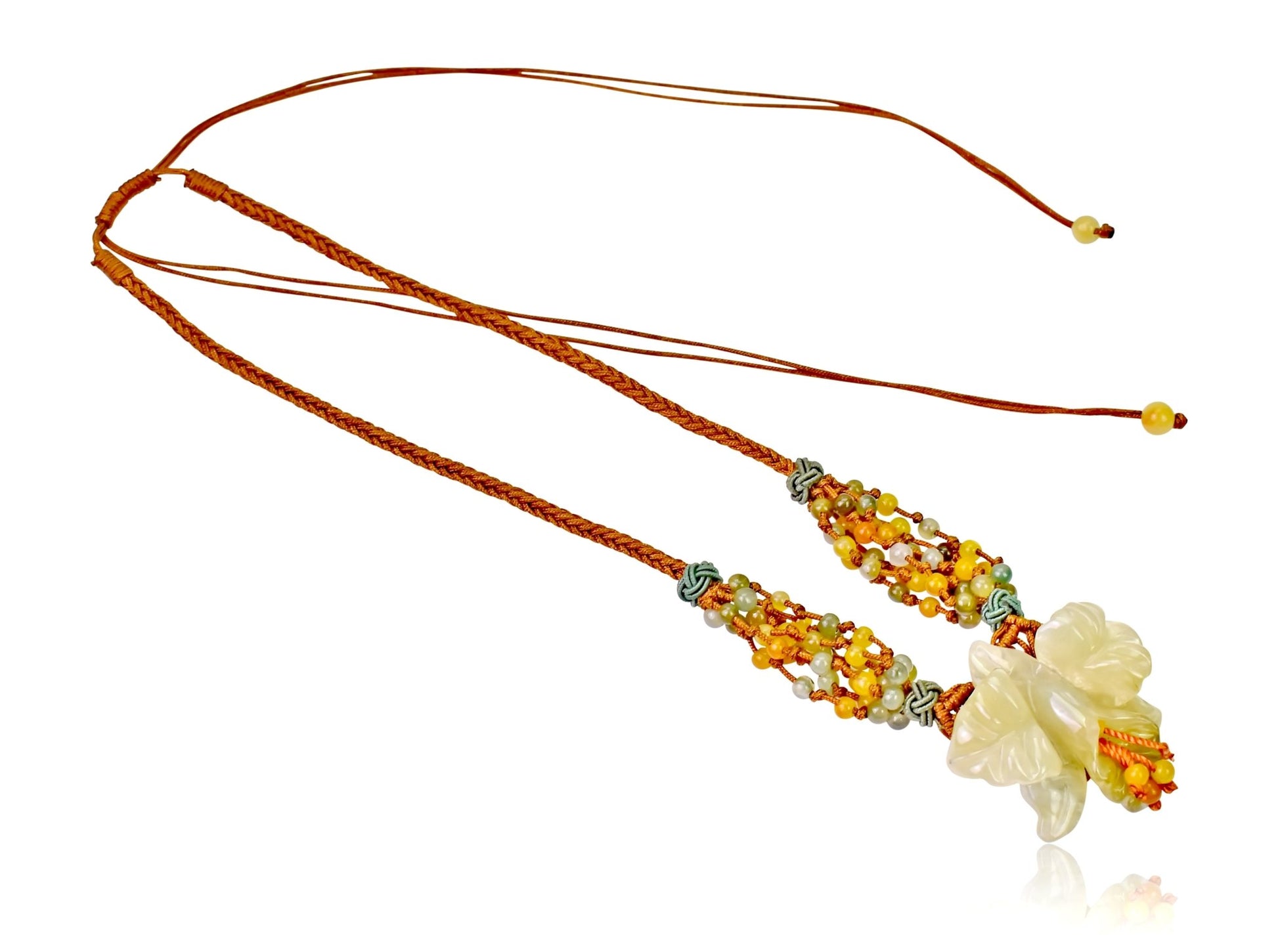 Handmade Jewelry Gift Jade Flower Necklace for Her 