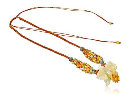 Handmade Jewelry Gift Jade Flower Necklace for Her 