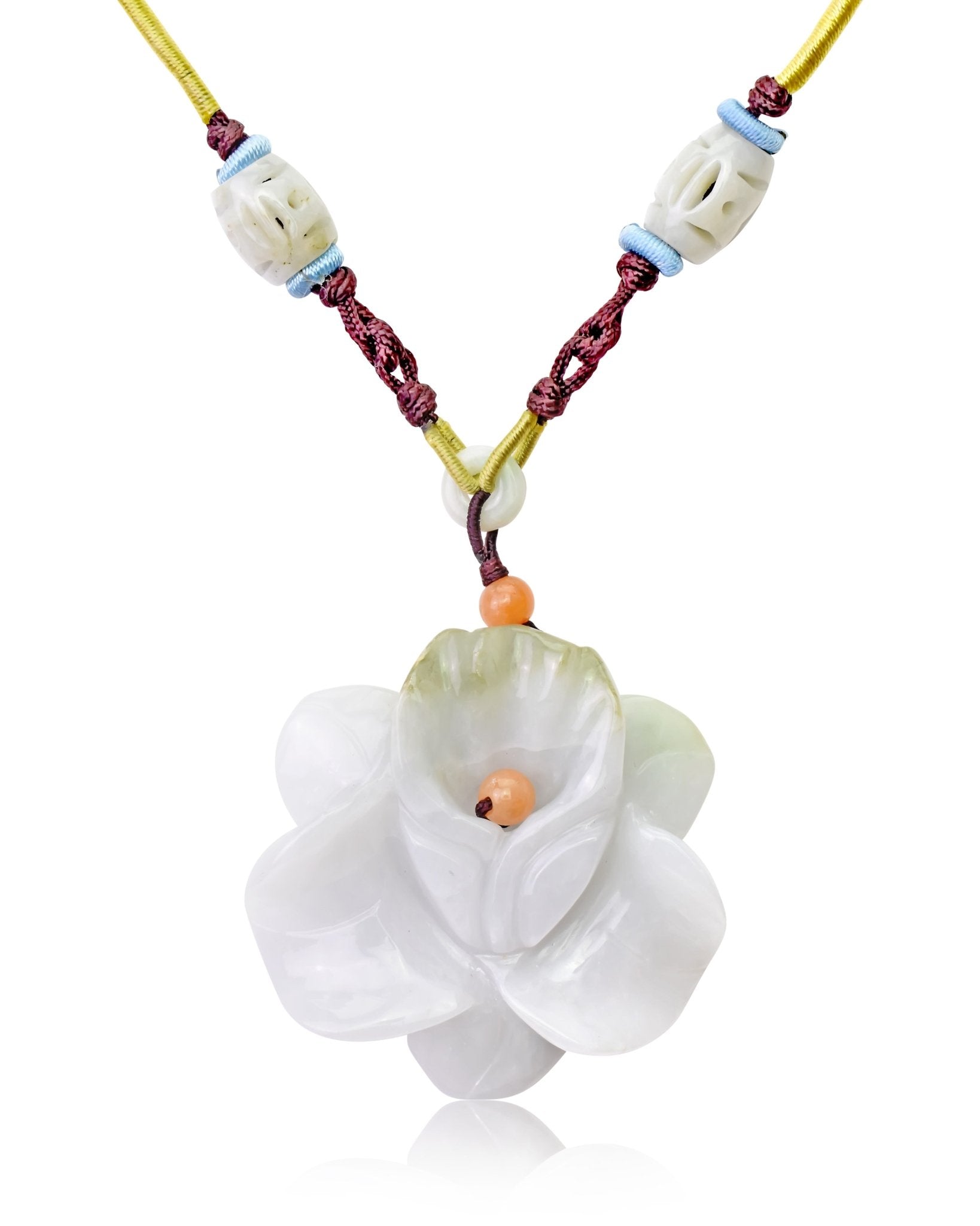 Handmade Jewelry Stunning Orchid Pendant Floral-Inspired Jade Flower Necklace for Women