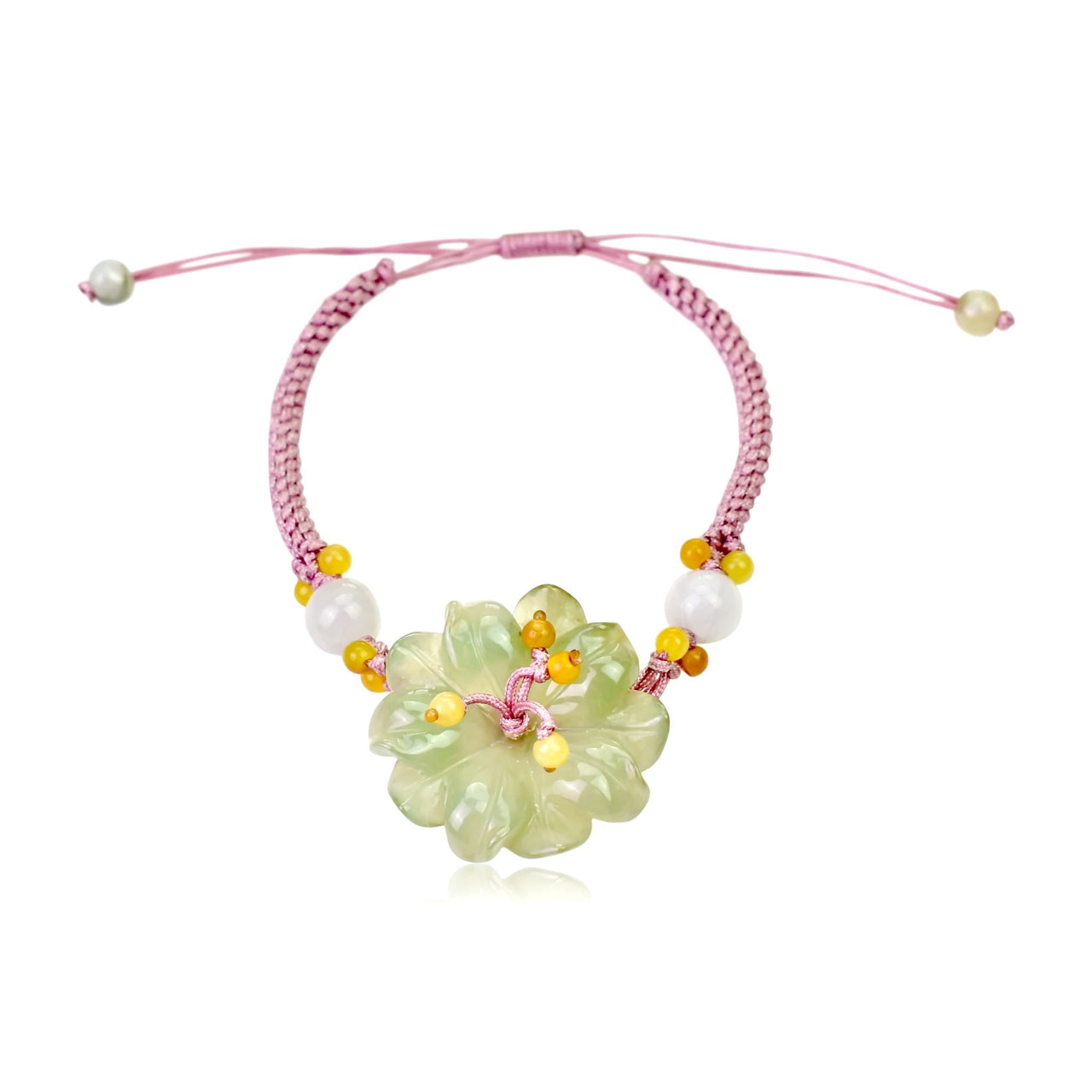 Handmade beaded anemone a simple bracelet with real jade a meaningful simple gift for Mother's Day 