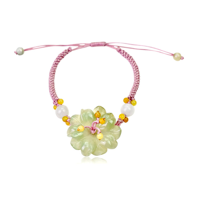 Handmade beaded anemone a simple bracelet with real jade a meaningful simple gift for Mother's Day 