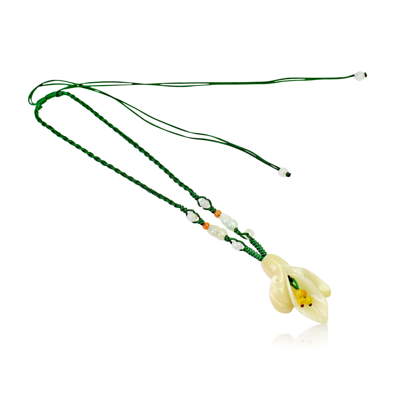 Handmade calla lily pendant, a flower jade for women seeking harmony and purity for Mother's Day or Valentine’s Day
