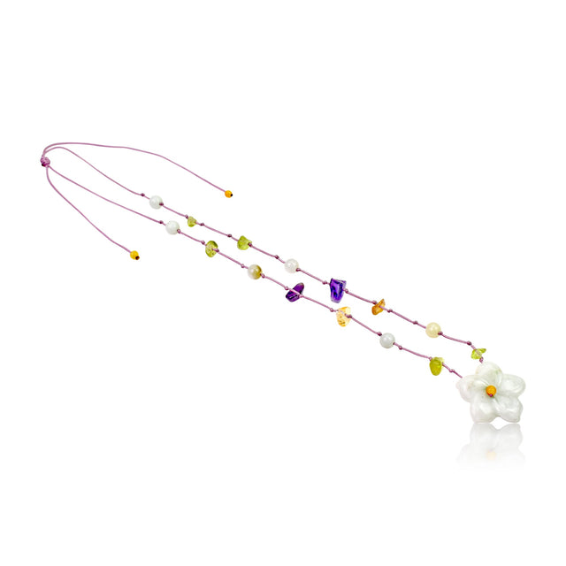 Handmade crystal jewelry for women featuring wild columbine flower a meaningful keepsake for friendship and joy

