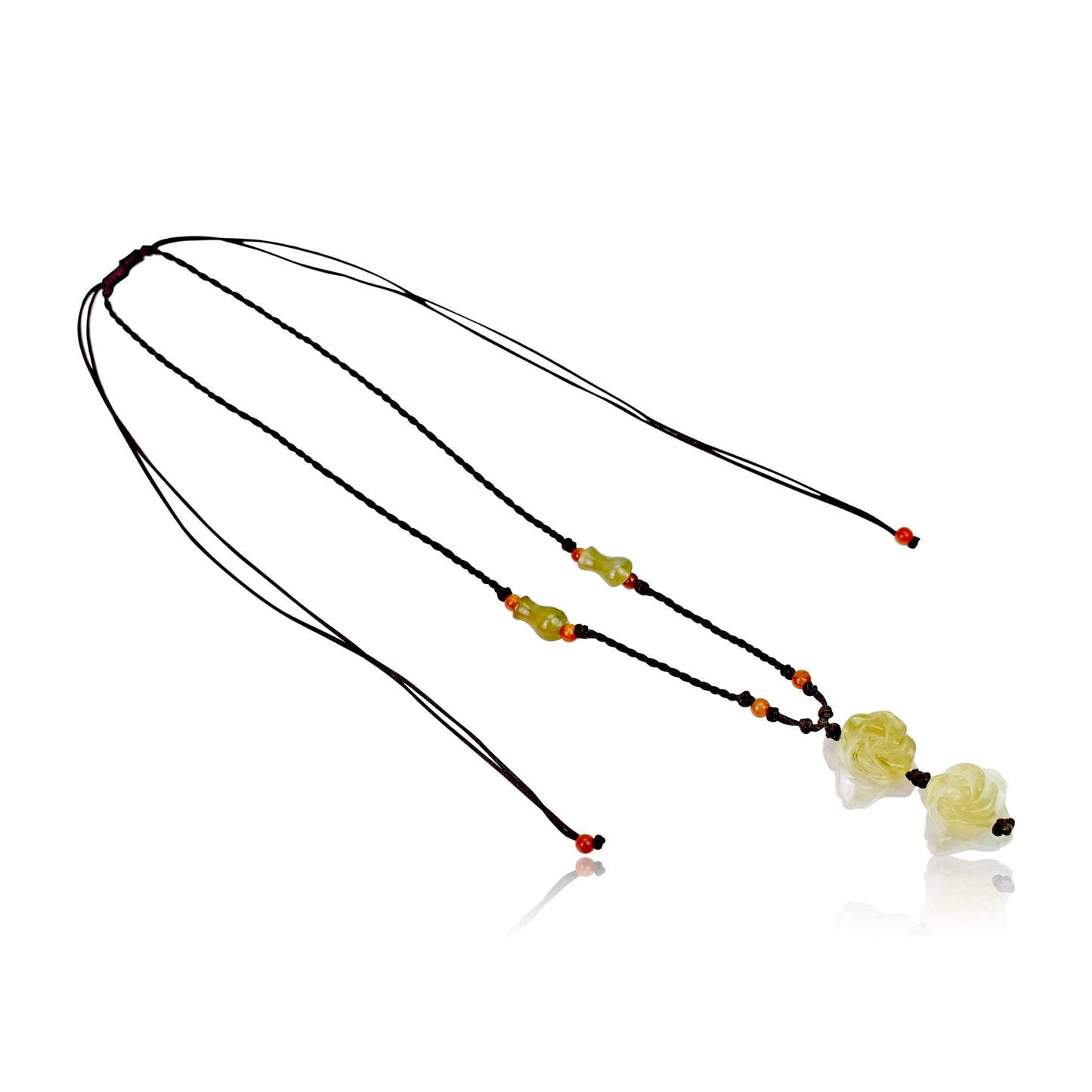 Handmade double bloom rose jade necklace  for engagements and special occasions