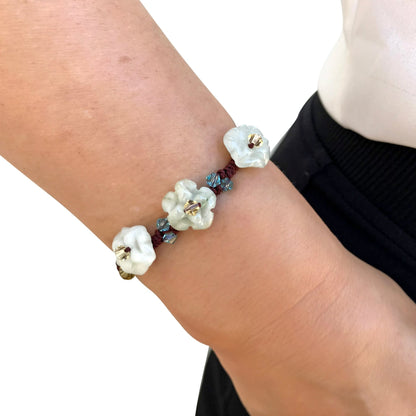 Flower pimpernel a real flower bracelet infused with jade for protection and emotional grounding thoughtful anniversary gift