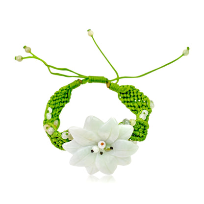 Handmade jade bracelet with green sea anemone motif a symbolic Mother’s Day gift for love and protection

