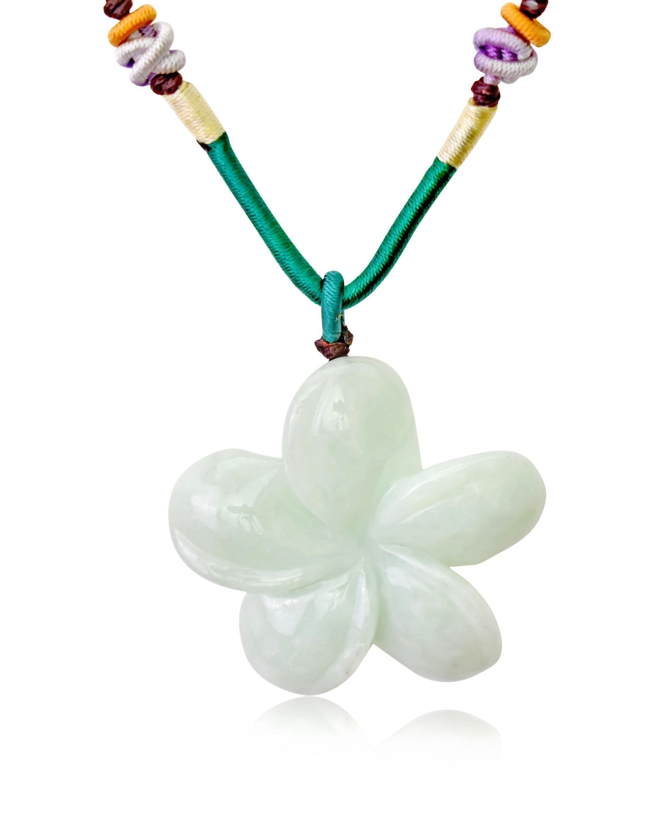 Hawaiian floral necklace with jade a plumeria flower necklace floral elegance gift for mom