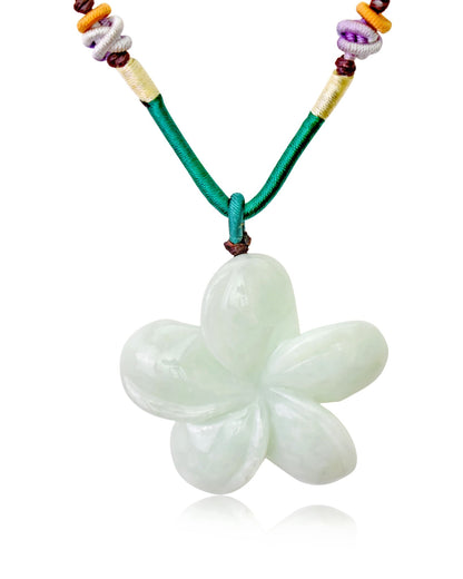 Hawaiian floral necklace with jade a plumeria flower necklace floral elegance gift for mom