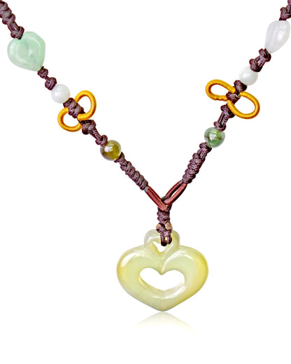 Heart Jade Pendant for Women Open Heart Necklace a Beautiful Gift for Valentine’s Day 