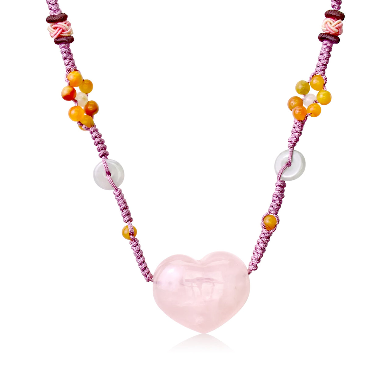 Heart Necklace Pink with Pink Quartz Heart Pendant for Women 