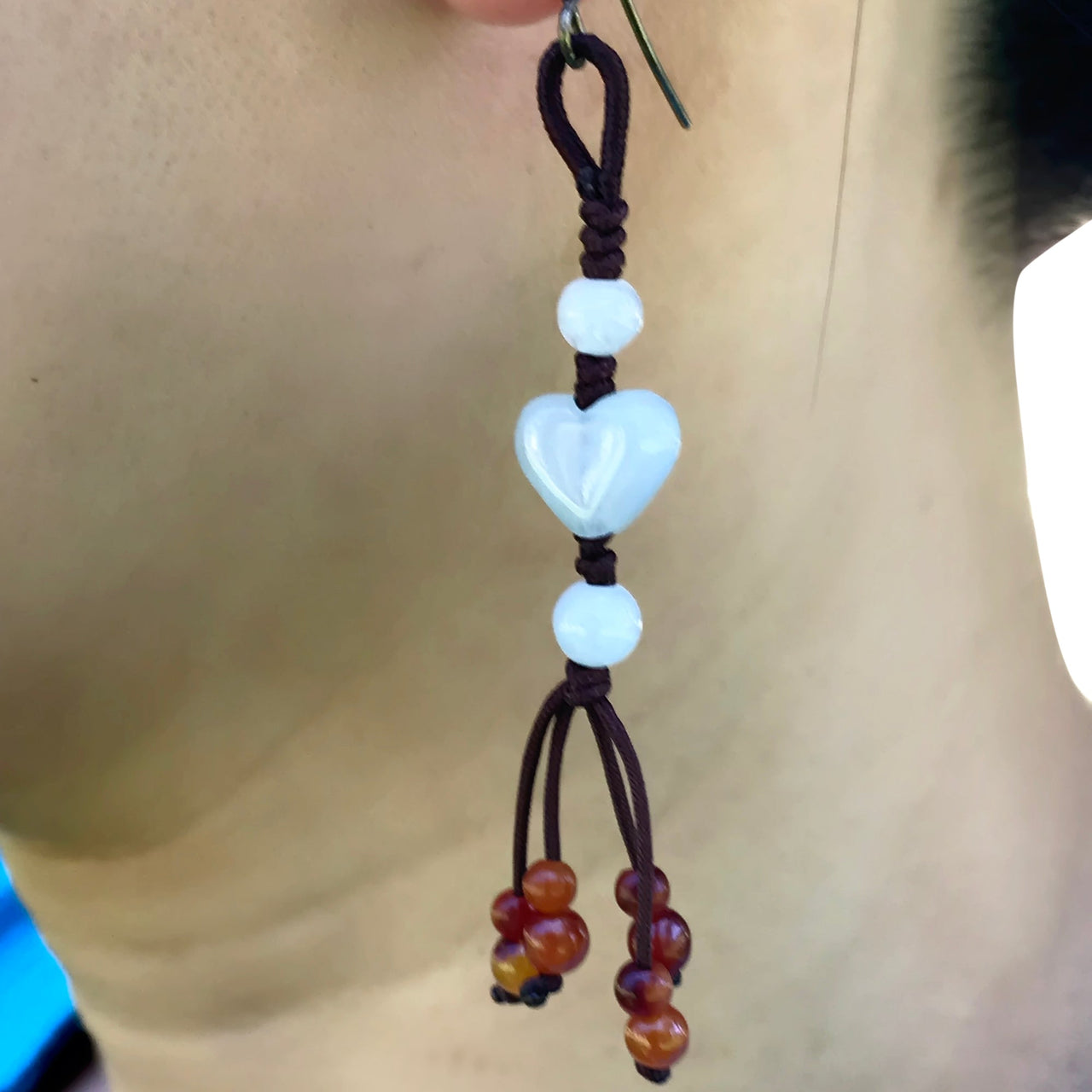 Heart beaded earrings for mom jade earrings drop a meaningful and beautifully handmade gift