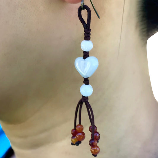 Heart beaded earrings for mom jade earrings drop a meaningful and beautifully handmade gift