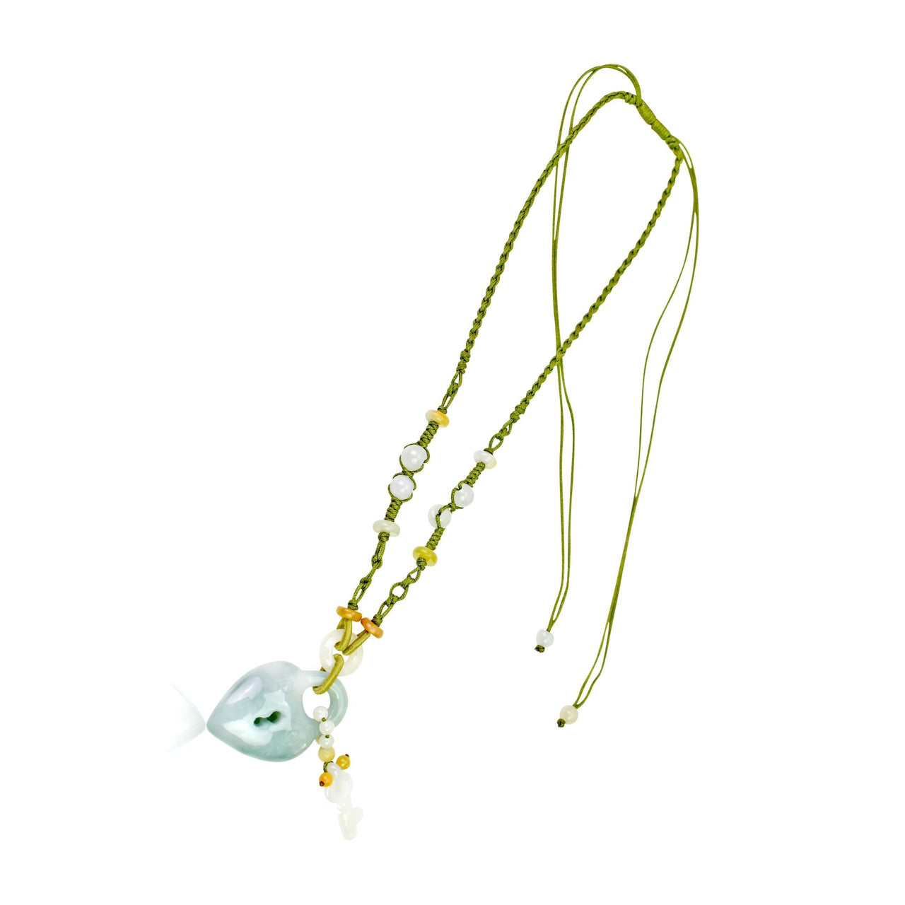 Heart locket with key a romantic jade necklace perfect for Valentine’s Day gift 