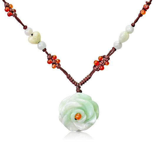 Heart with Rose Necklace for Women’s Birthday Gifts June Birth Flower Necklace Gift She’ll Never Forget 