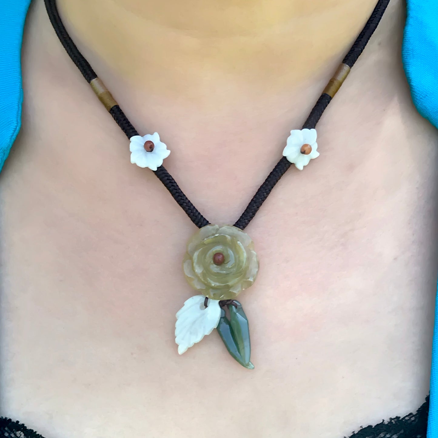 Rose A Touch of Jade Handmade Rose Necklace