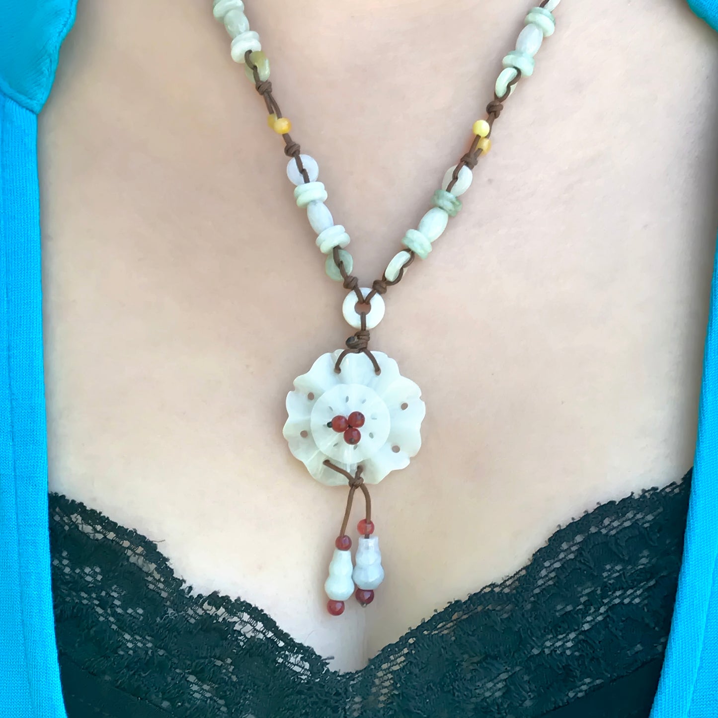 Turn Heads with this Intricate Cornflower Jade Necklace