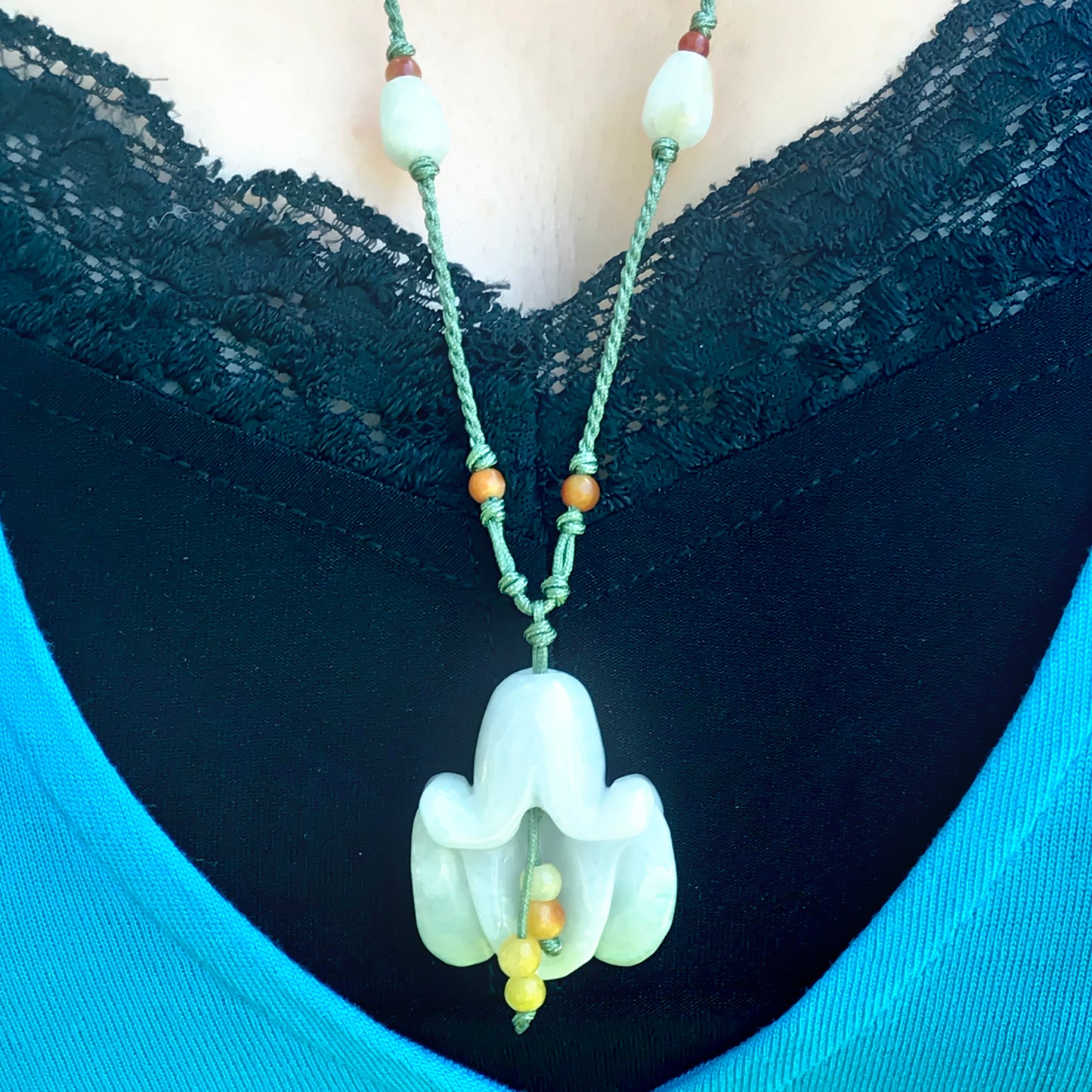 Look Radiant with a Bellflower Handmade Jade Necklace