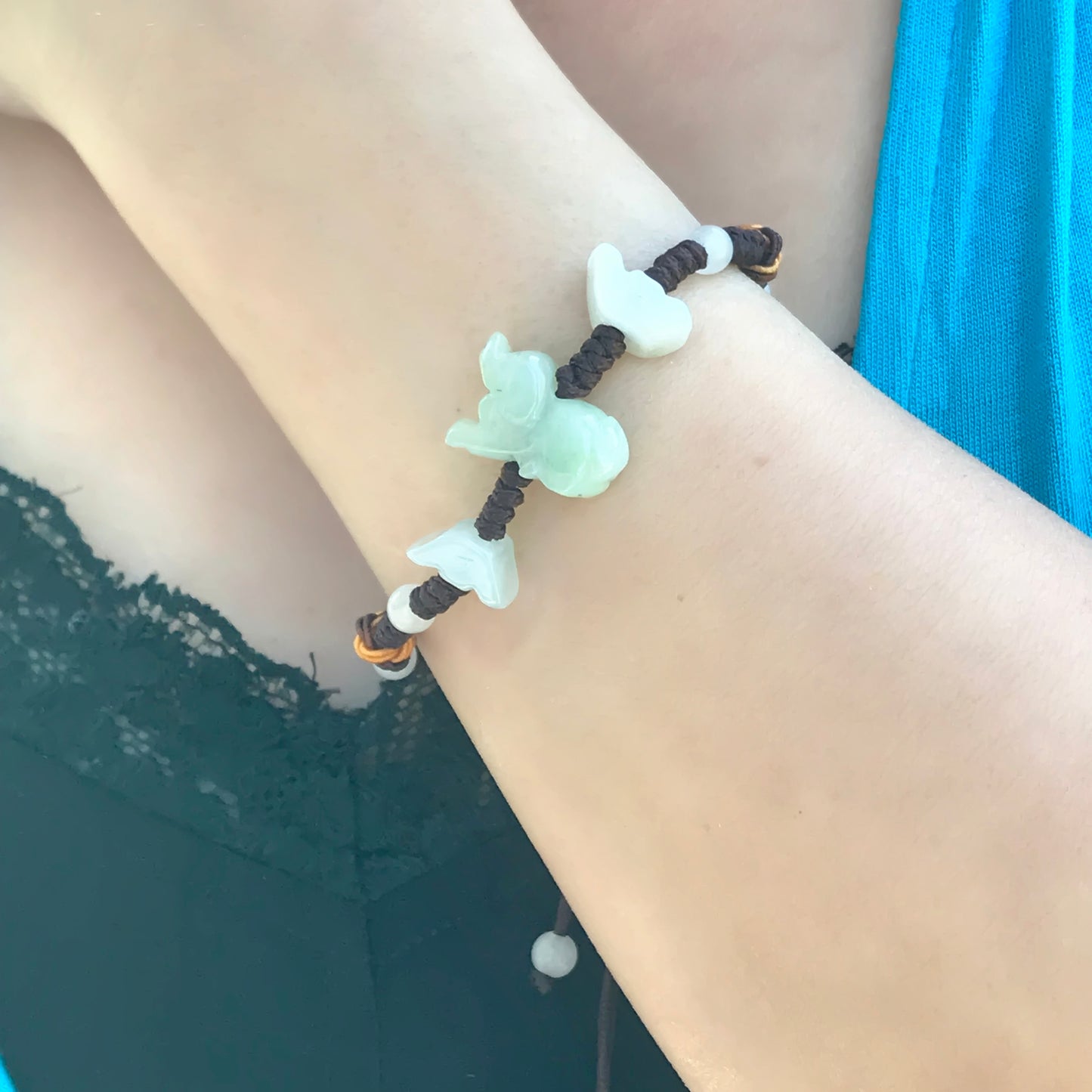 A Unique Gift: Dog Chinese Zodiac Handmade Jade Bracelet made with Black cord