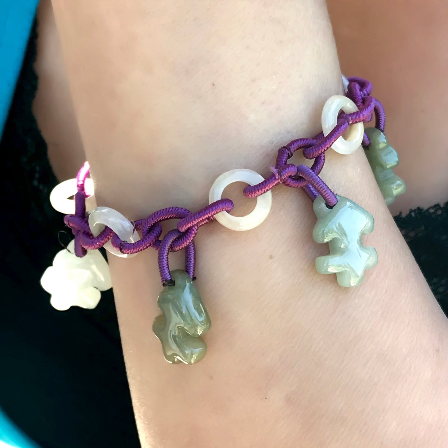 Celebrate your Zodiac Sign with Sagittarius Astrology Jade Bracelet made with Purple Cord
