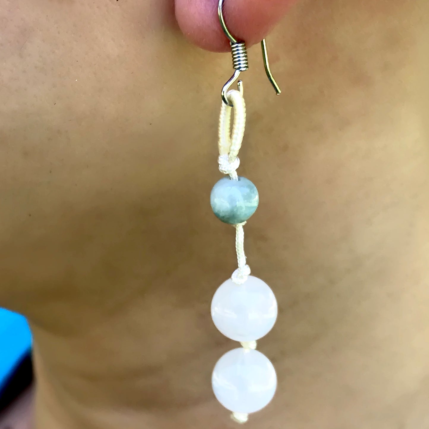 Make a Statement with Alluring Beads Gemstone Earrings made with White Cord