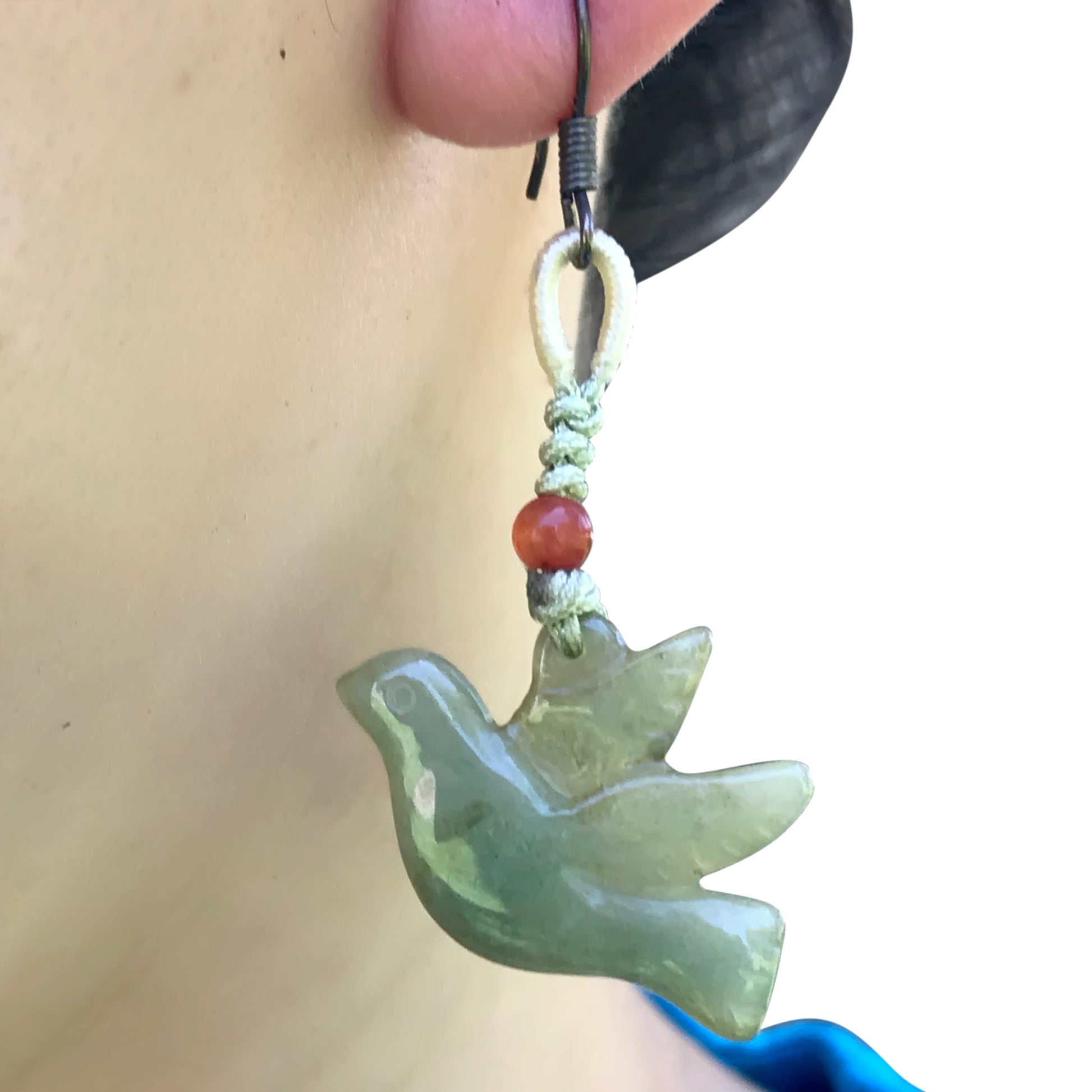 Unleash Your Wild Side with Handmade Bird Jade Earrings made with Green Jade