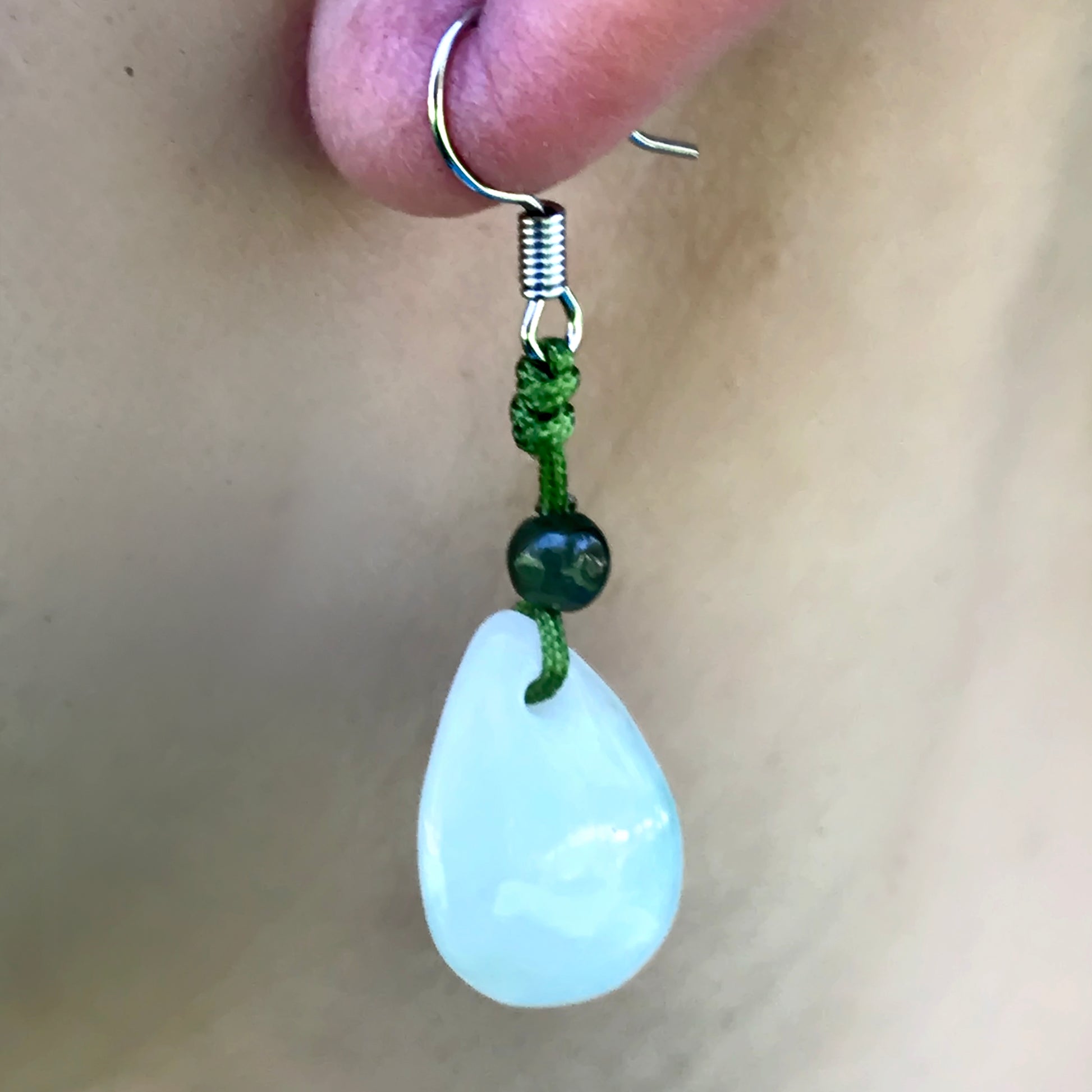 Feel Sensational with these Rain Drop Handmade Jade Earrings made with Lime Cord