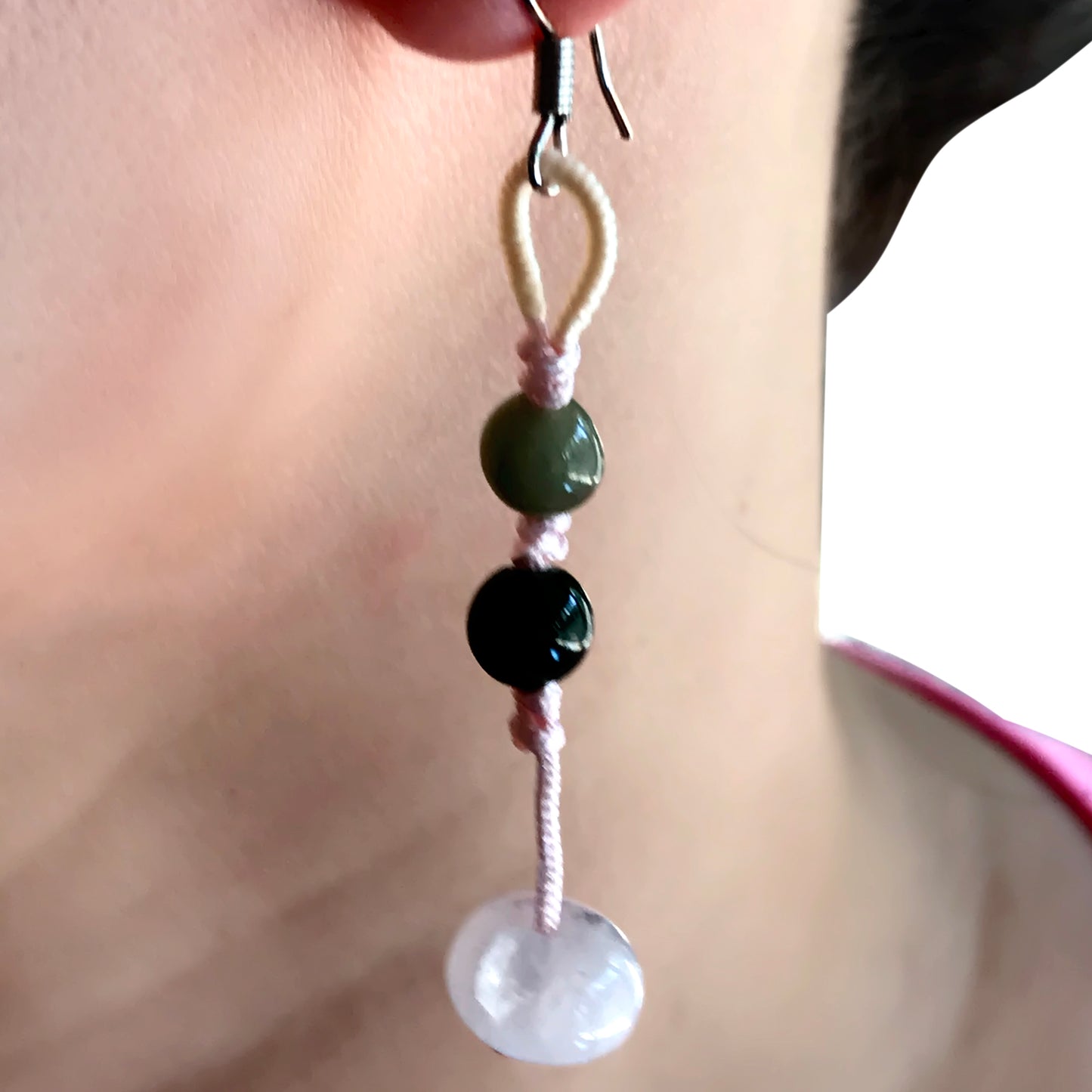 Get the Perfect Pair of Subtle Elegance with Spherical Beads Earrings made with Pink Cord