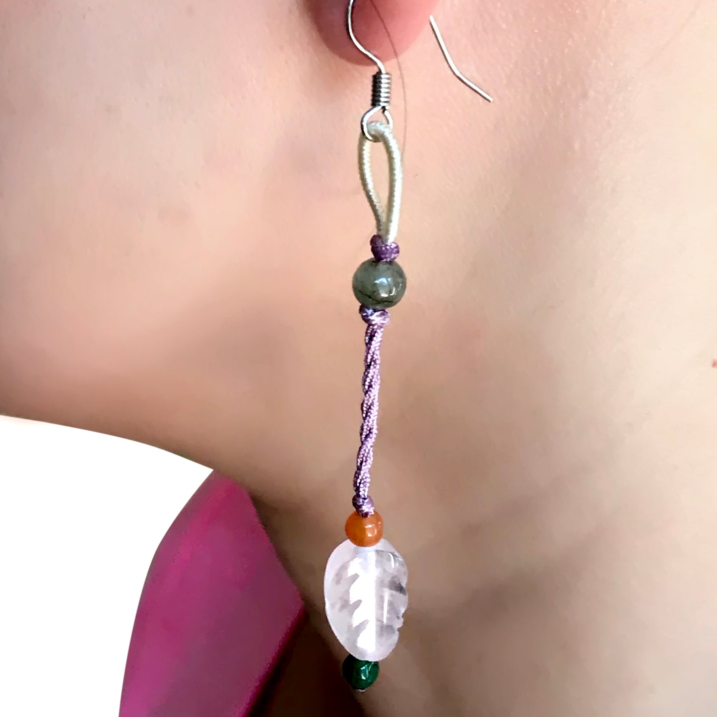 Get Leafy with Simple Rose Quartz Leaf Earrings