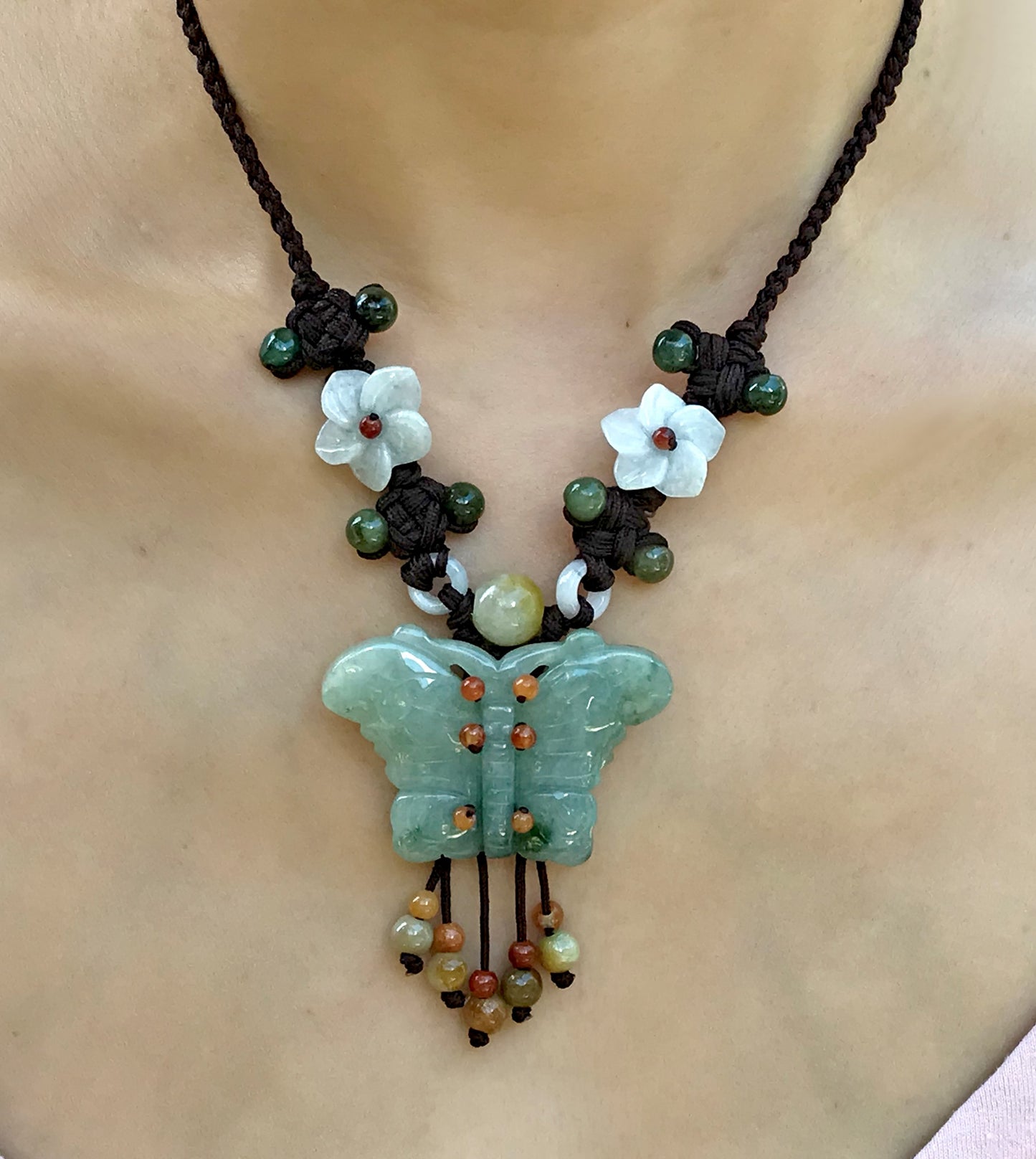 Showcase Your Artistic Side: Double Butterfly Jade Necklace