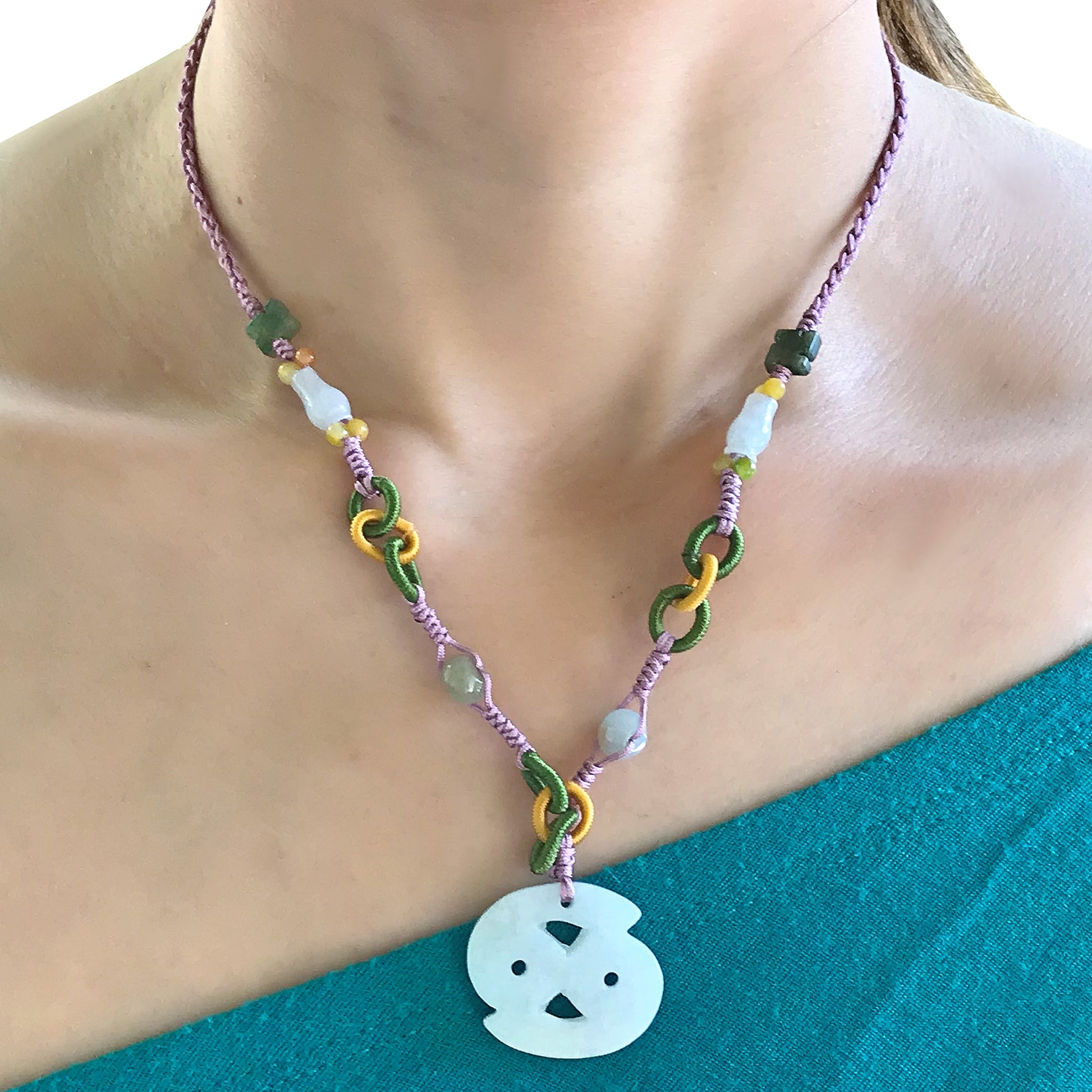 Make a Unique Statement: Cancer Zodiac Sign Jade Pendant Necklace made with Lavender