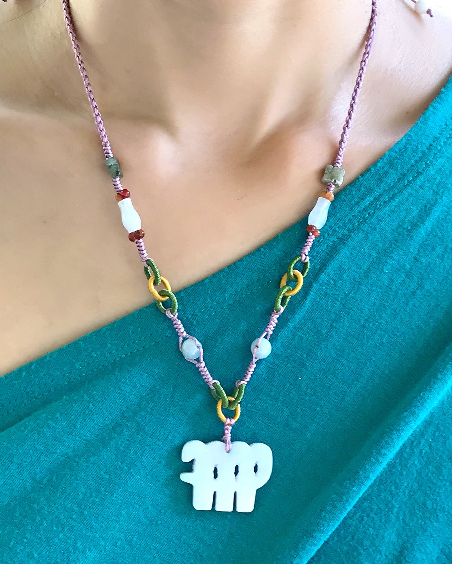 Celebrate Your Virgo Balance Nature with a Handcrafted Jade Necklace made with Lavender Cord