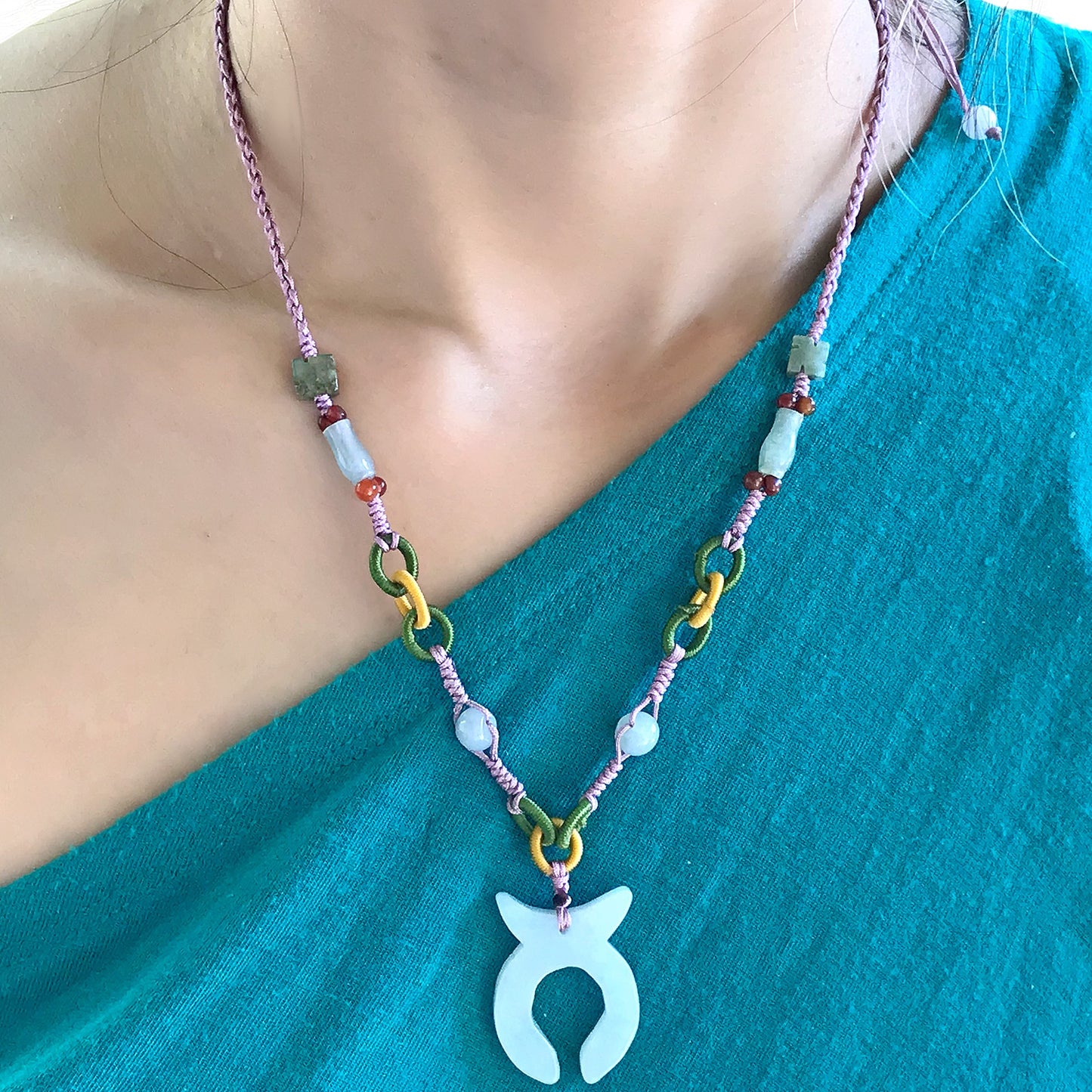 Stand Out with the Taurus Astrology Handmade Jade Necklace made with Lavender Cord