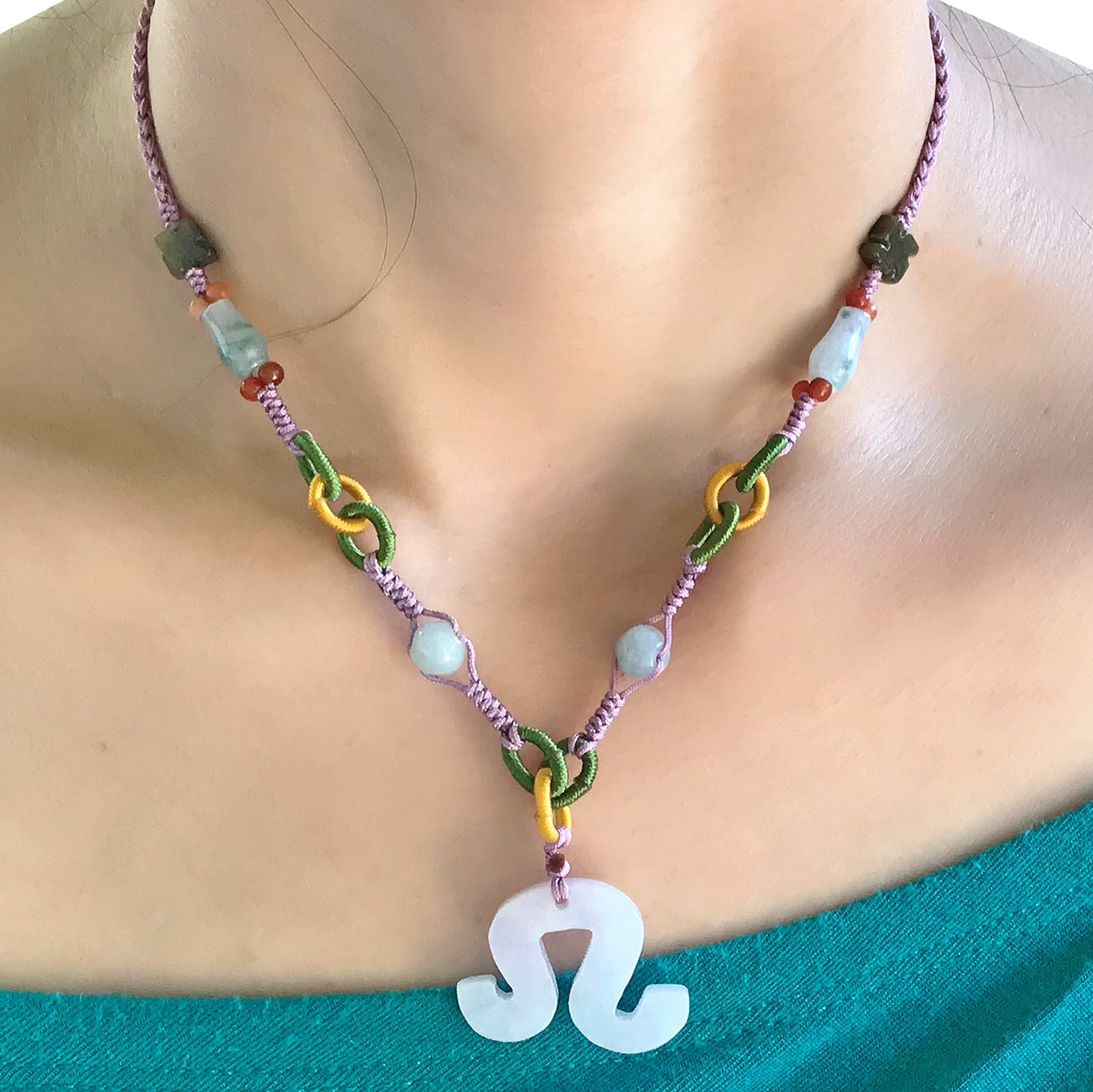 Celebrate Your Leo Powerful Pride with a Handcrafted Jade Necklace made with Lavender Cord