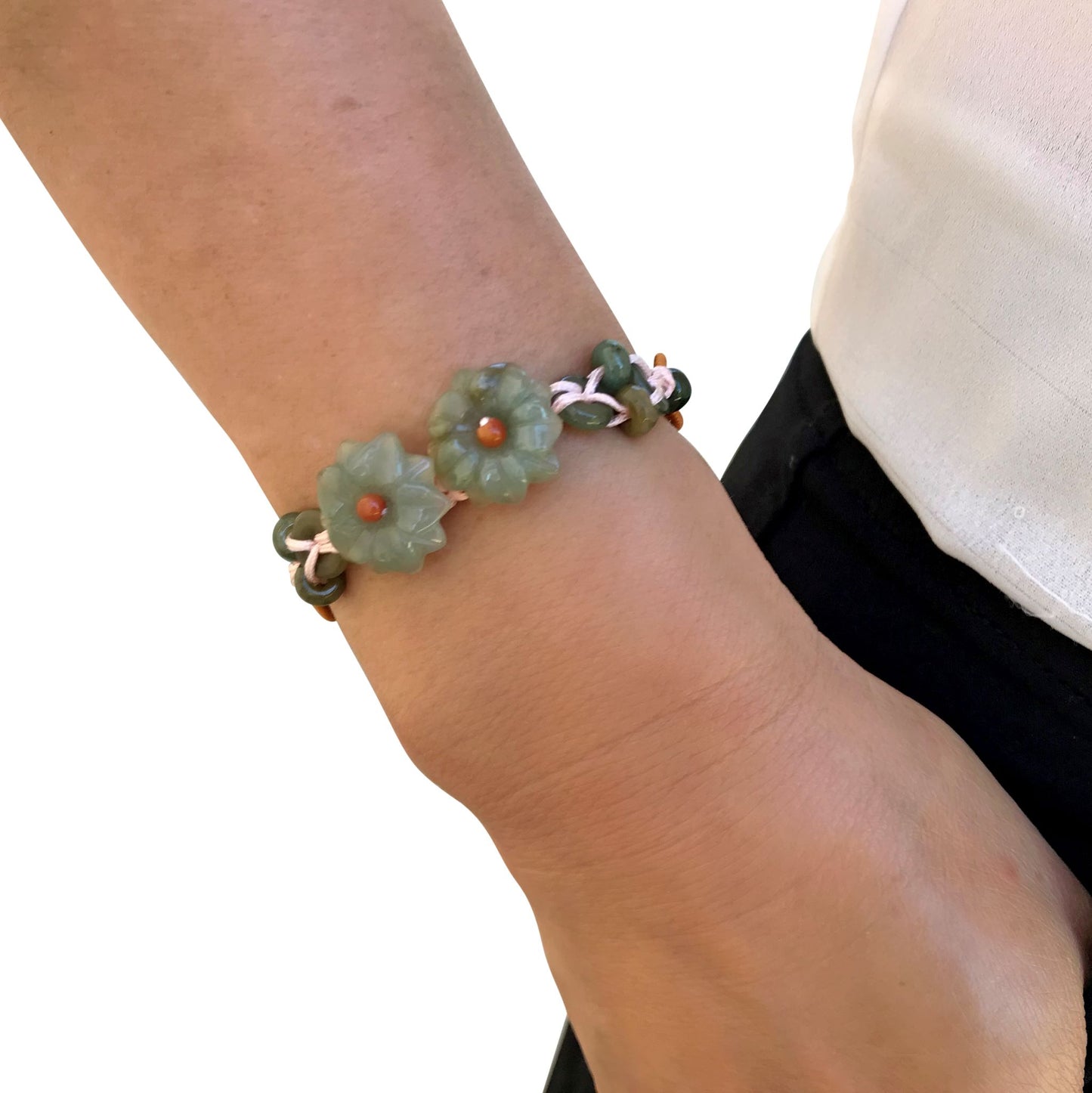 Be Uniquely Stylish with the Double Mums Adjustable Charm Bracelet made with Pink Cord