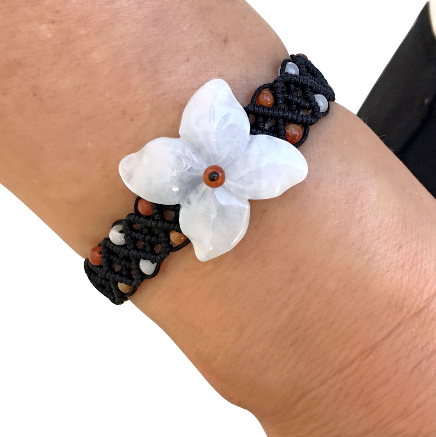 Look Gorgeous with the Peruvian Lily Flower Bracelet made with Black Cord