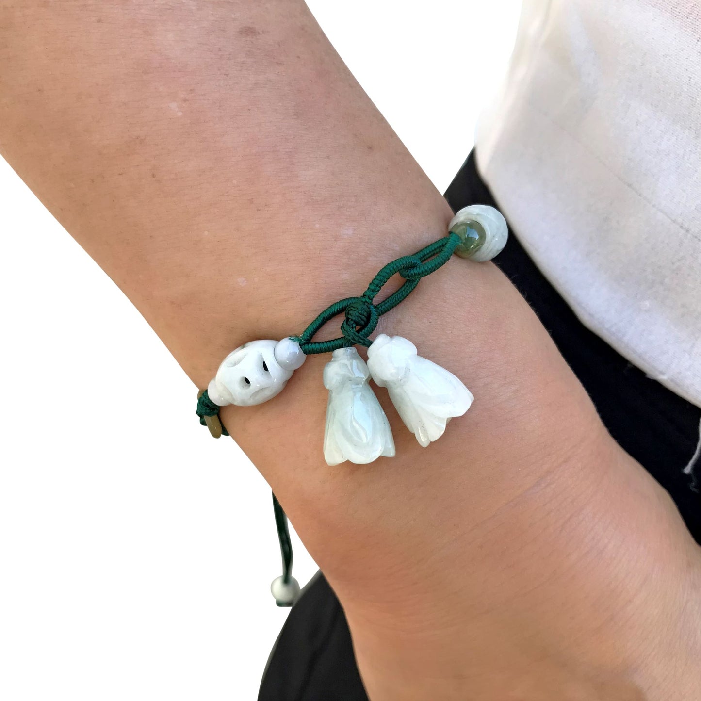 Accessorize in Style with Dangling Bellflower Jade Bracelet