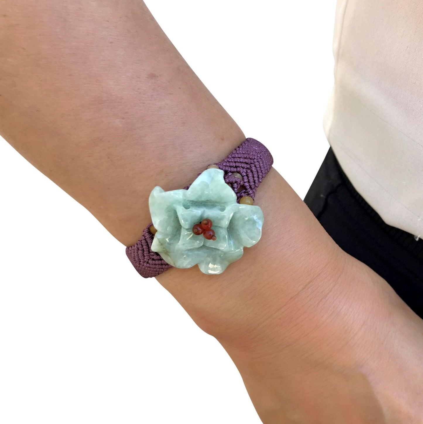 Get Eye-Catching Style with the Hoya Jade Bracelet made with Lavender Cord