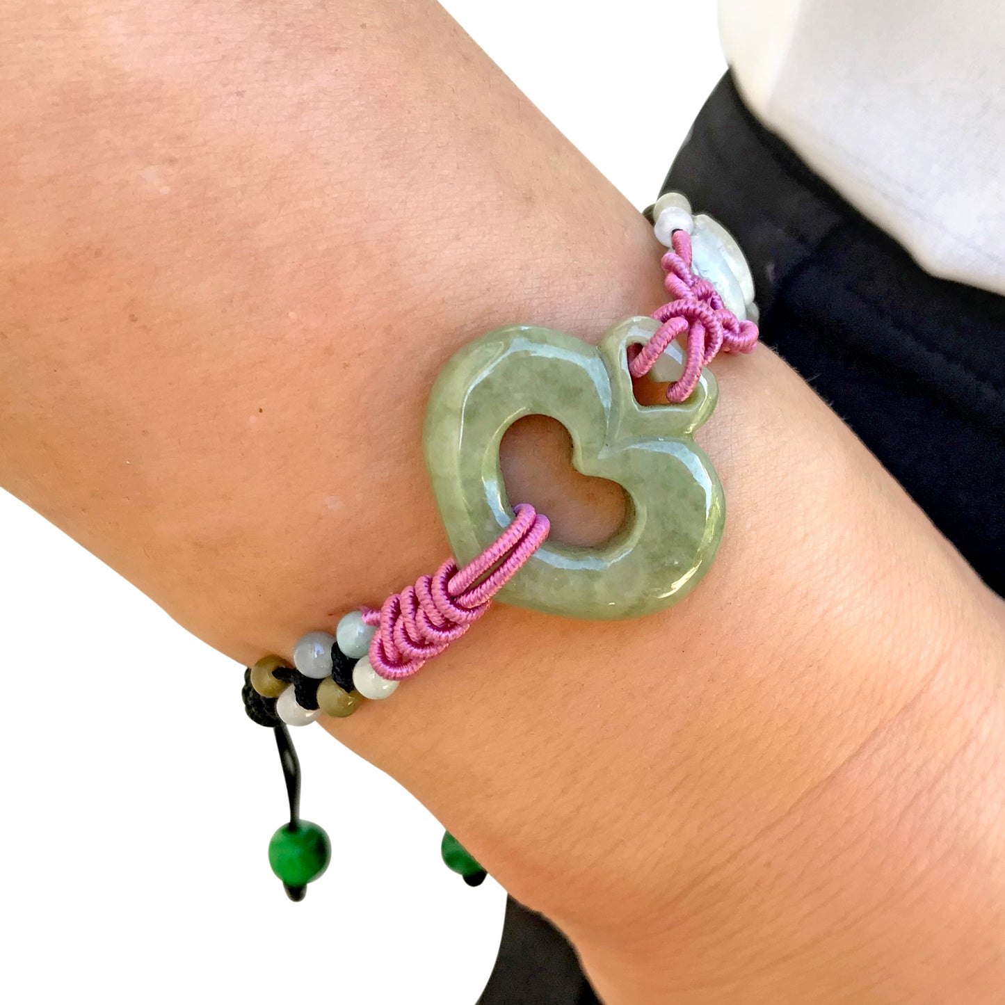 Add a Pop of Color to Your Look with Heart Jade Bracelet